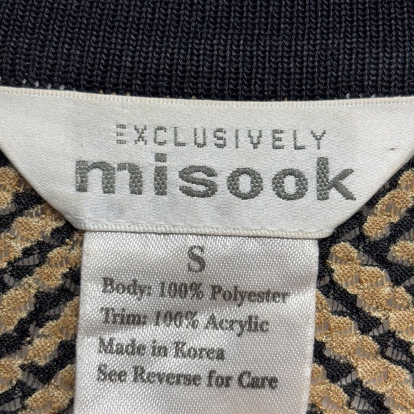 Exclusively Misook Tan Black Boxy Graphic Roll Tab Sleeve Cardigan - Picture 3 of 7